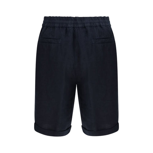 Blue Linen Bermuda Shorts