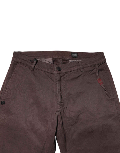 Brown Cotton Mid Waist Skinny Men Denim  Jeans