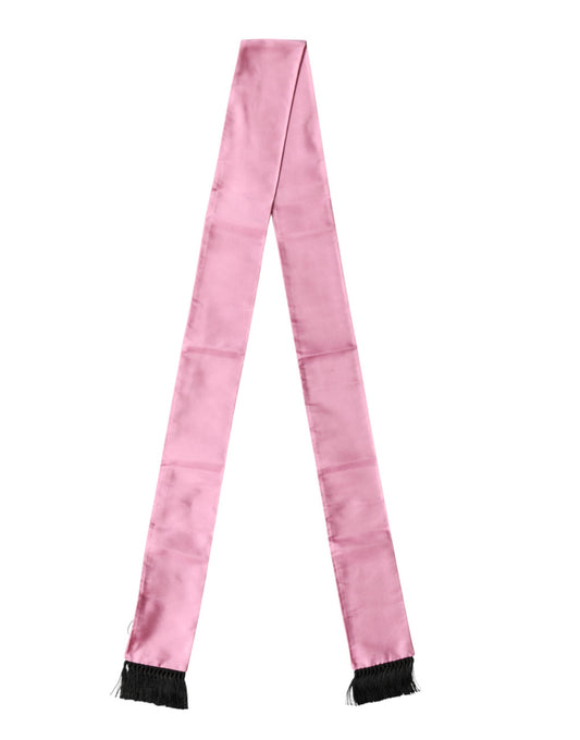 Pink Silk Fringes Neck Wrap Foulard Scarf