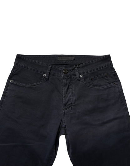 Black Mid Waist Cotton Skinny Denim Men Trouser Jeans