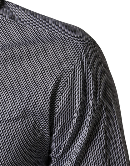 Gray Patterned Long Sleeves Dress Shirt
