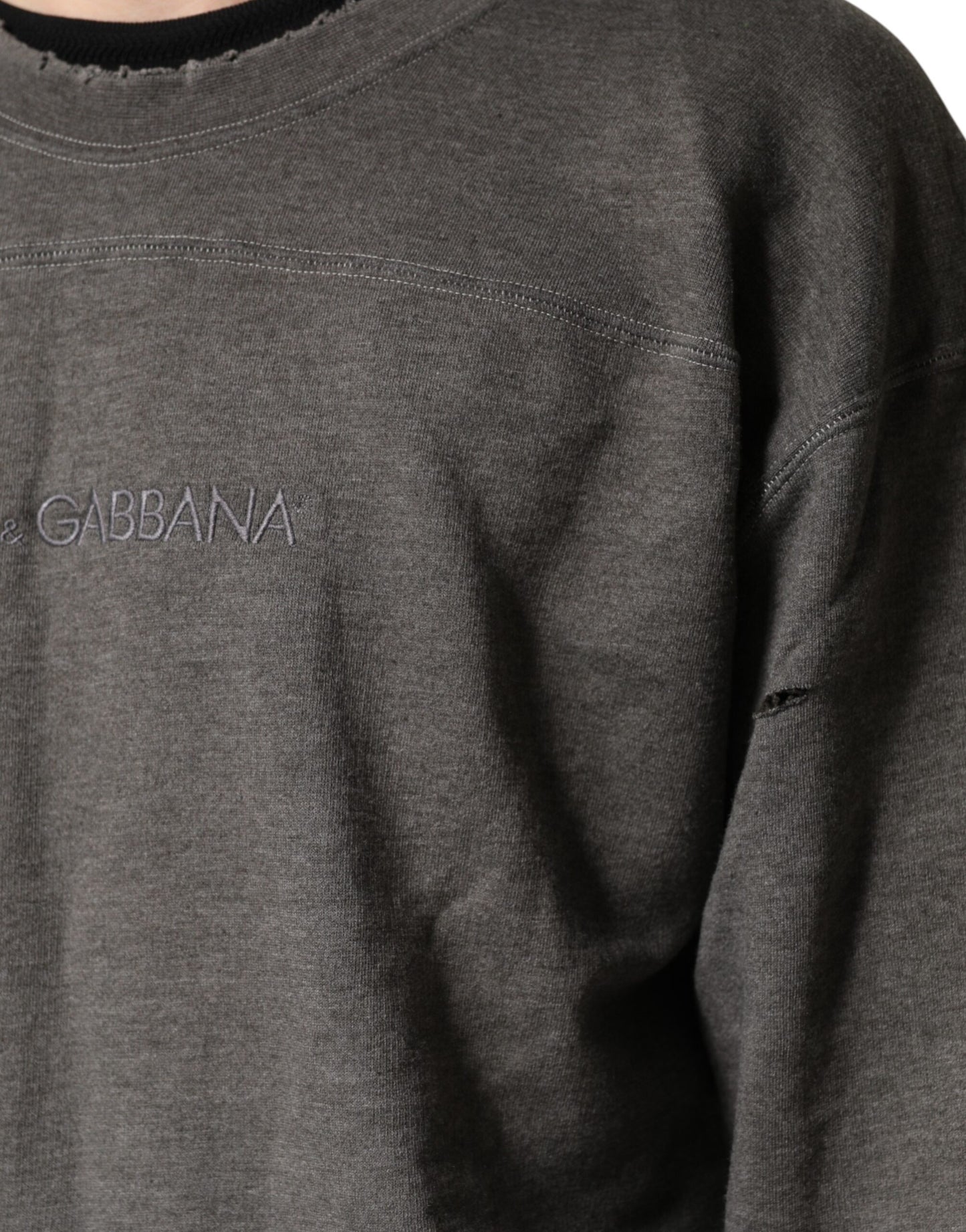 Gray Cotton Crew Neck Men Sweatshirt Sweater