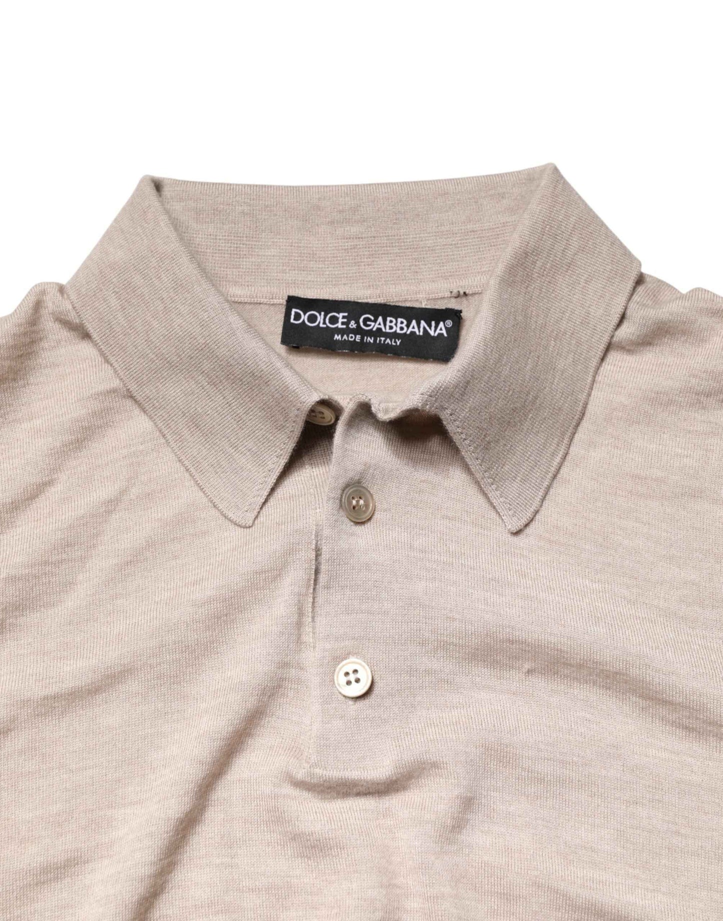 Beige Cashmere Collared PoloPullover  Sweater