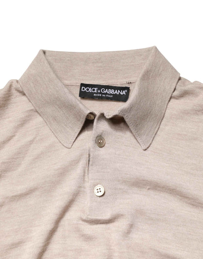 Beige Cashmere Collared PoloPullover  Sweater
