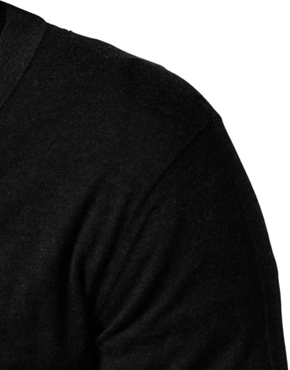 Black Cashmere Buttoned Men Cardigan Sweater