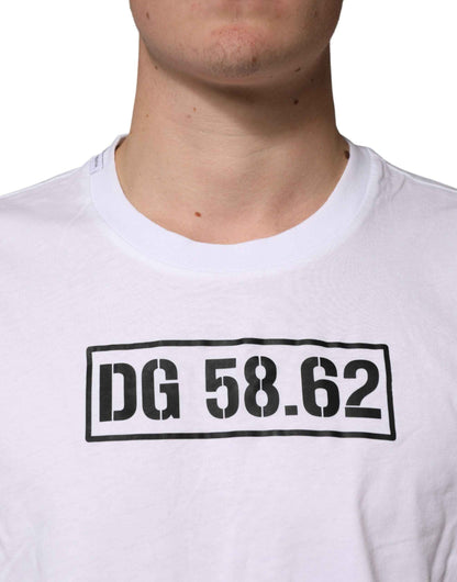 White Graphic Cotton Men Crew Neck T-shirt