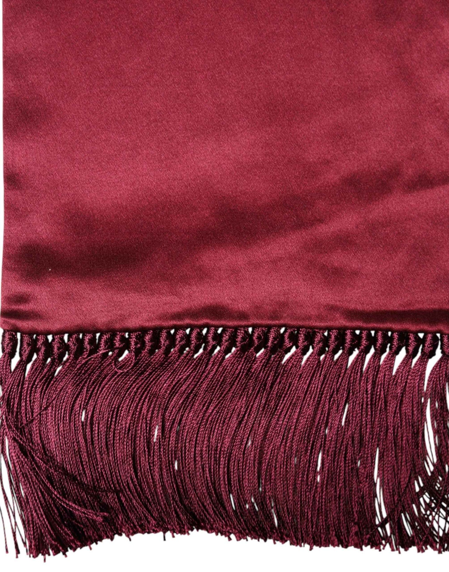Red Satin Silk Fringes Neck Foulard Scarf