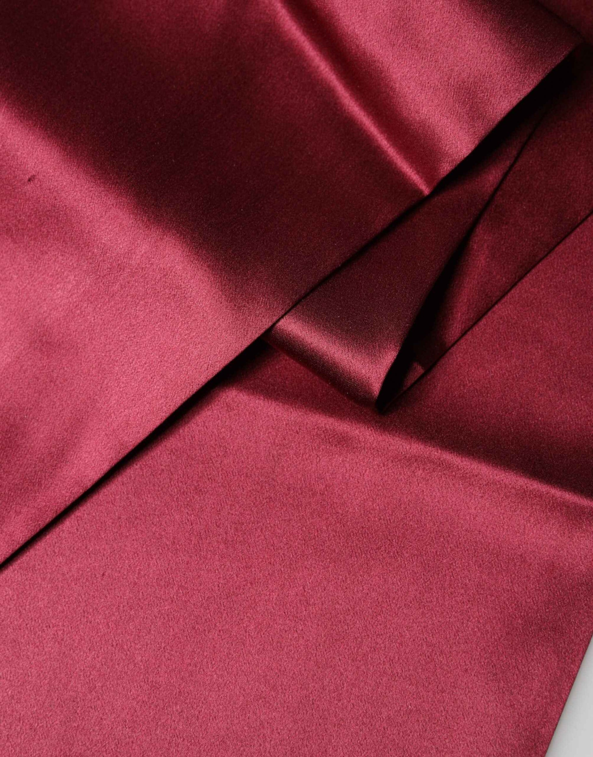 Red Satin Silk Fringes Neck Foulard Scarf
