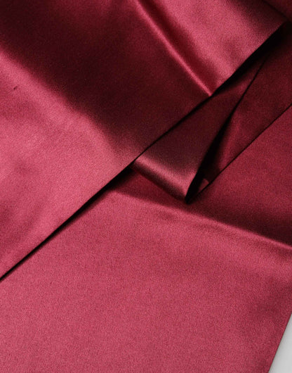 Red Satin Silk Fringes Neck Foulard Scarf
