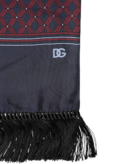 Maroon Patterned Fringes Wrap Foulard 138cm x 15cm Scarf