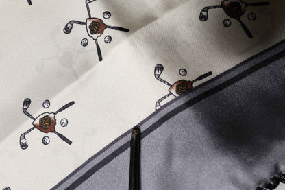 White Printed Fringes Wrap Foulard Men 183cm x 33cm Scarf