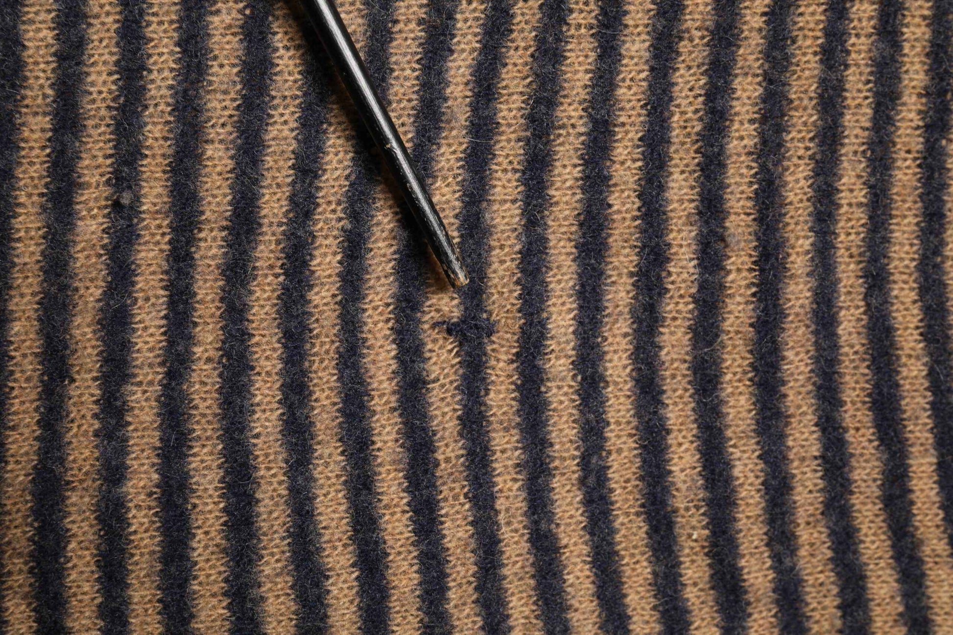 Brown Black Stripes Wool Crew Neck Pullover Sweater
