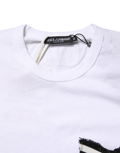 White Stripes Cotton Crew Neck Tee  T-shirt