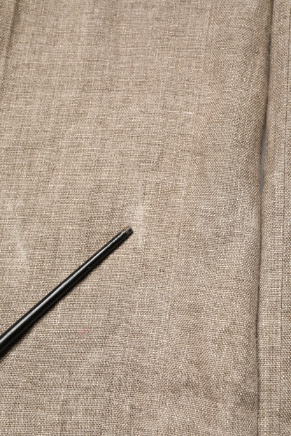 Beige Linen Double Breasted 2 Piece Men Suit