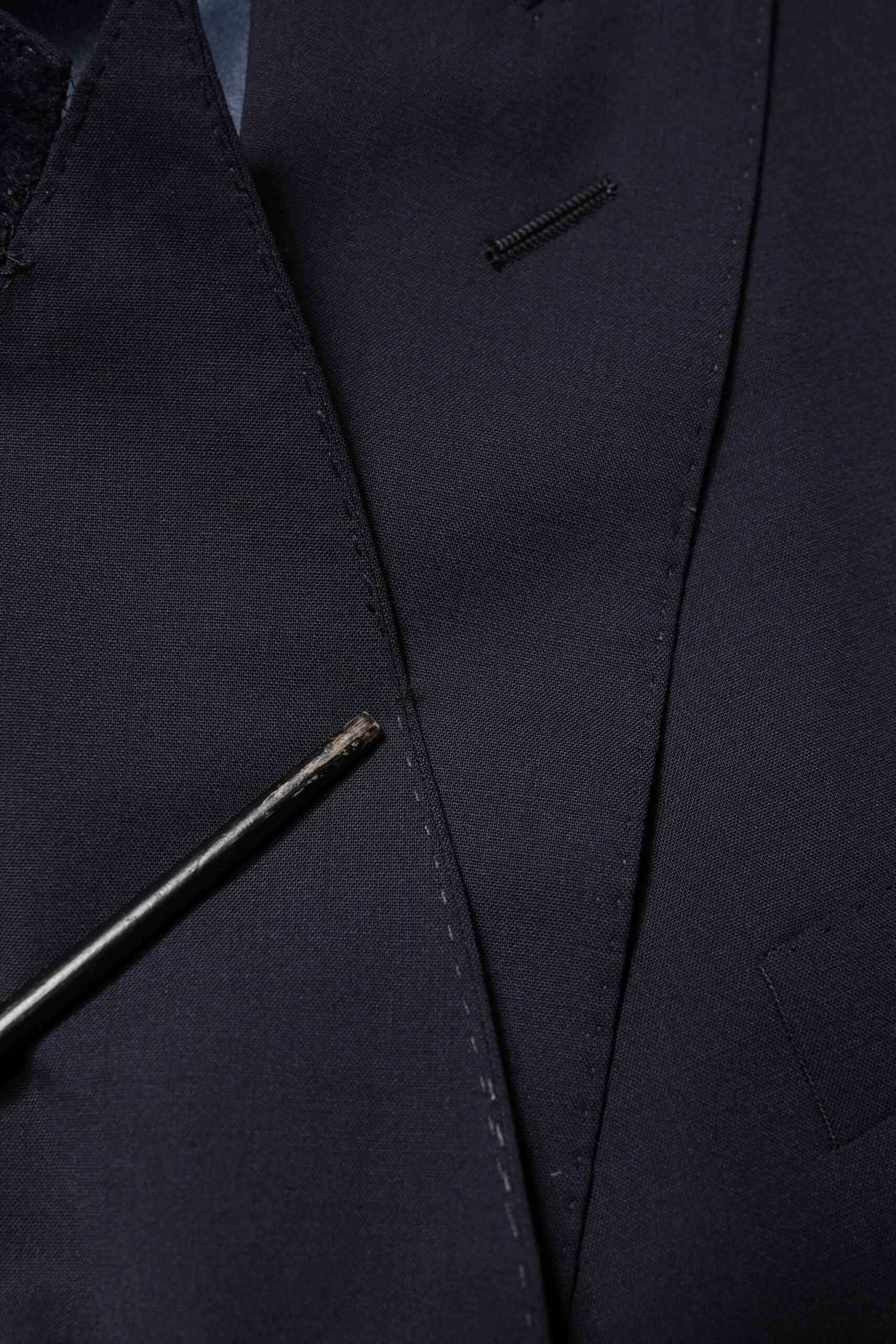 Blue Wool Double Breasted 2 Piece Men Suit