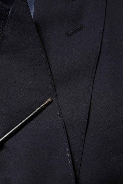 Blue Wool Double Breasted 2 Piece Men Suit