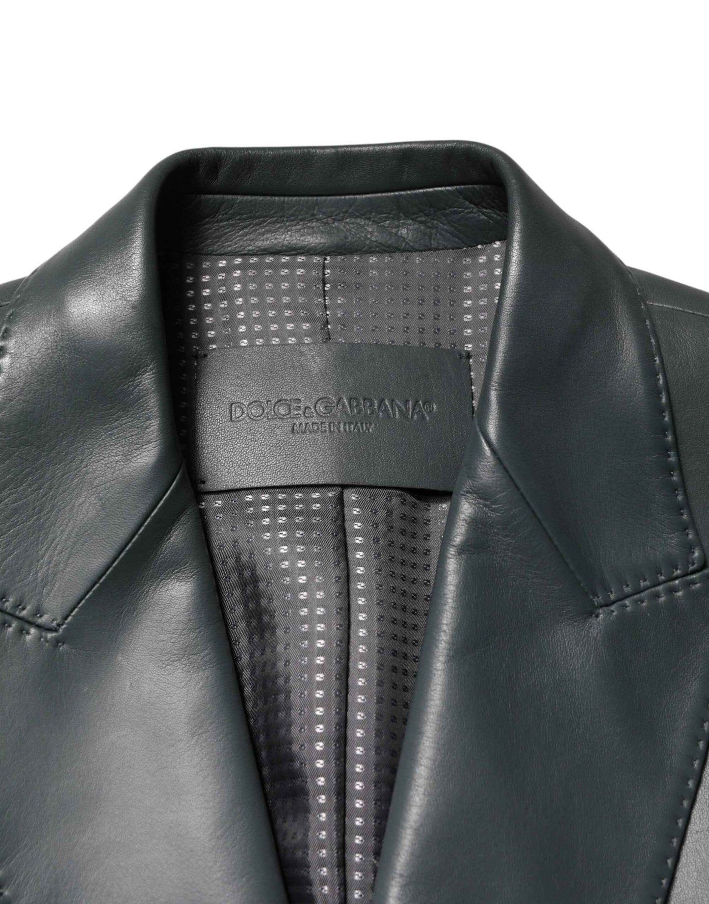 Black Leather Double Breasted 2Button Blazer