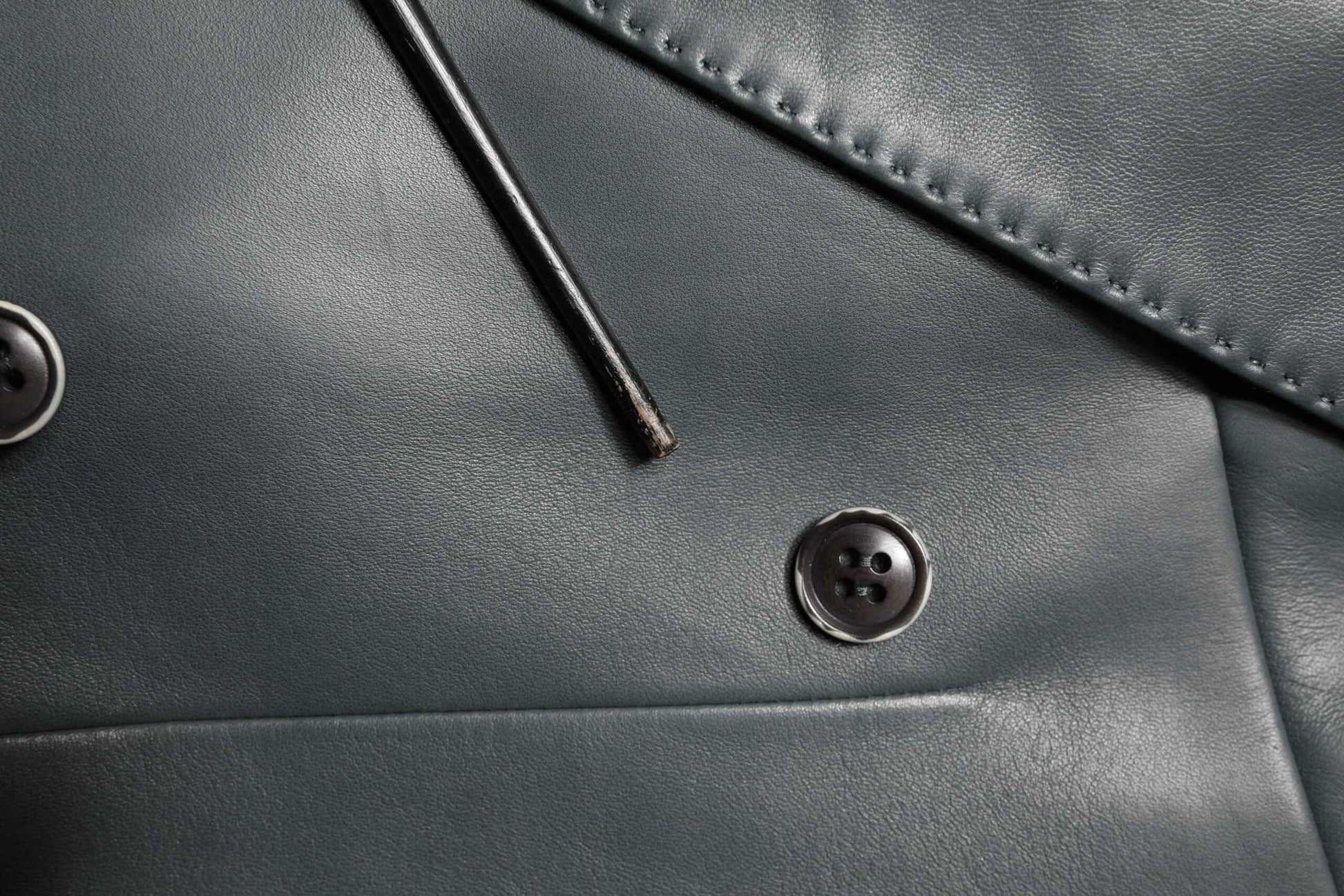 Black Leather Double Breasted 2Button Blazer
