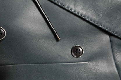 Black Leather Double Breasted 2Button Blazer