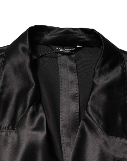Black Silk Double Breasted 2 Button Blazer