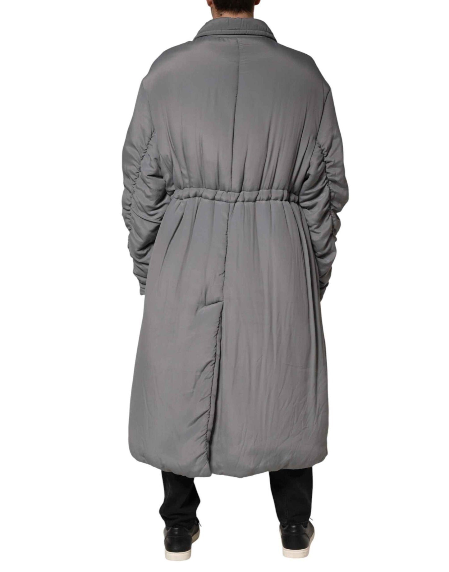 Gray Acetate Padded Collared Coat Jacket