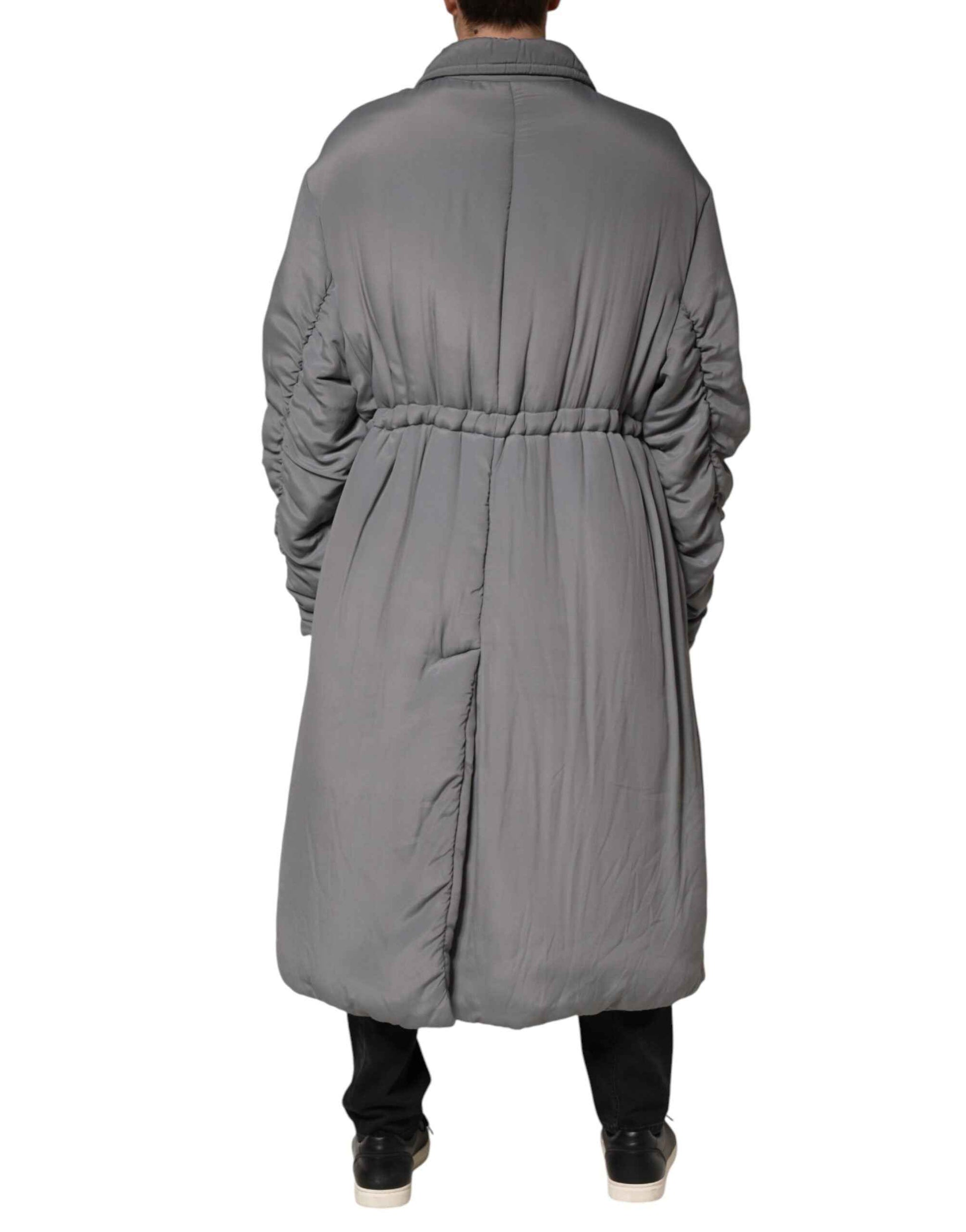 Gray Acetate Padded Collared Coat Jacket