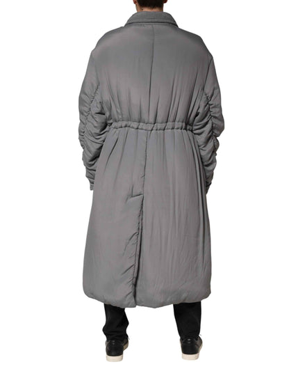 Gray Acetate Padded Collared Coat Jacket