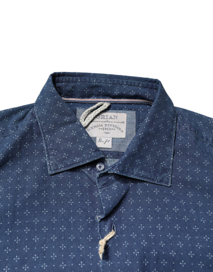Blue Button Down Long Sleeves Men Shirt