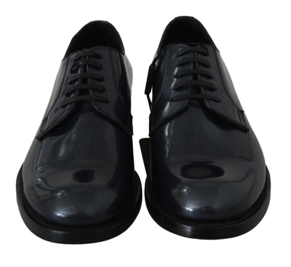 Blue Leather Derby Dress Formal Shoes Dolce & Gabbana