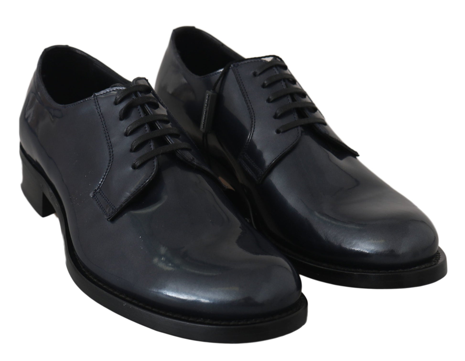 Blue Leather Derby Dress Formal Shoes Dolce & Gabbana