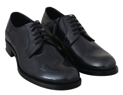Blue Leather Derby Dress Formal Shoes Dolce & Gabbana