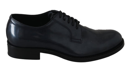 Blue Leather Derby Dress Formal Shoes Dolce & Gabbana